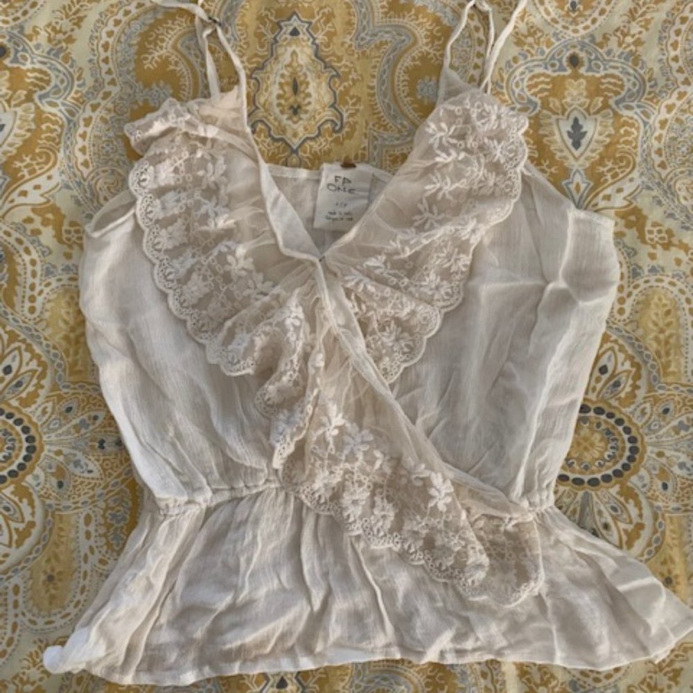 Free People One Cream Lace Camisole
